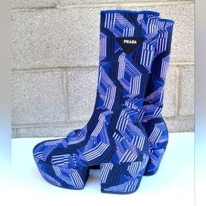 Prada Jaquard Knit Boots size 38.5